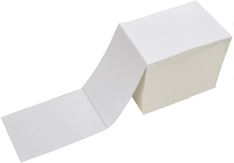 4 x 6 Direct Thermal Shipping Labels with Perforations, Pack of 500 Thermal Labels, Permanent Adhesive, White Mailing Fanfold Label for Thermal Printer