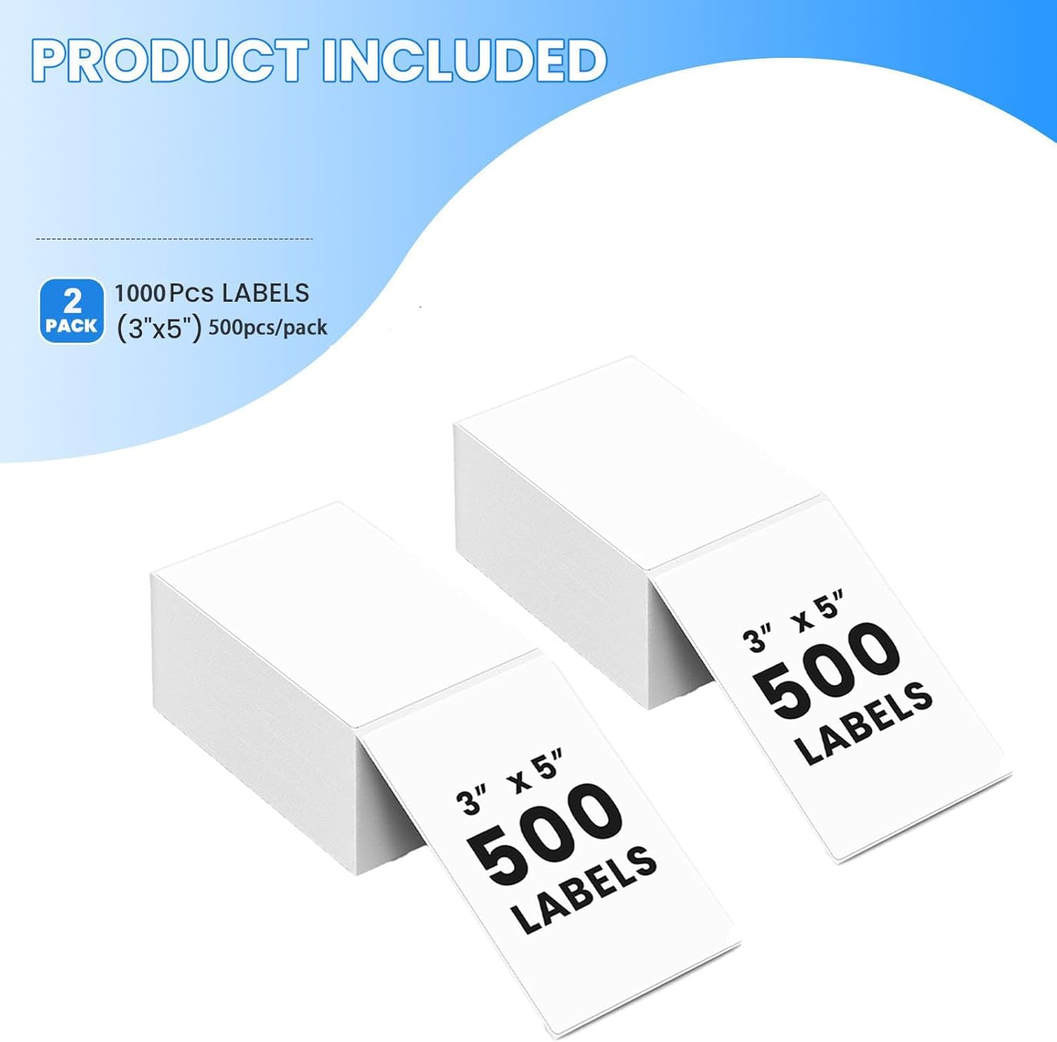 Fanfold 3 x 5 Thermal Labels, 1000Pcs White Fan-fold Perforated Shipping Label 70g Waterproof Thermal Printer Stickers for Thermal Printer, Express Shipping Labels, Self-use, Strong Adhesive - Image 2
