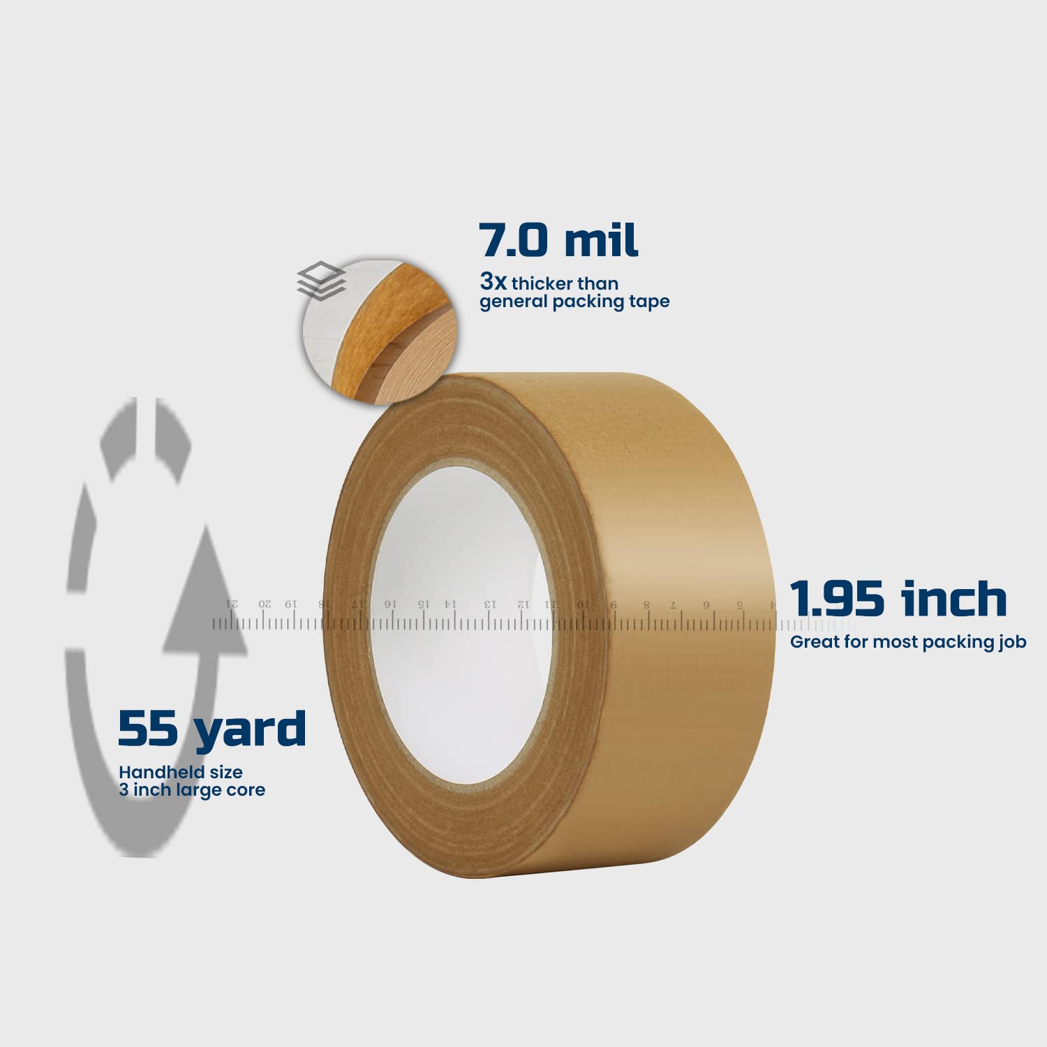 Kraft Packing Tape, Brown Kraft Gummed Tape for Packing Boxes, Shipping Cardboard and Carton Sealing, 6 Rolls x 2 inch x 55 Yard x 7 mil, - Image 2