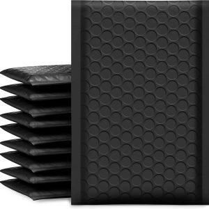 Bubble Mailers 4x8 Inch Black 50 Pack ble Size 4x7 Padded Envelopes Small Business Mailing Package Opaque Self Seal Adhesive Waterproof Boutique Shipping Bags for Jewelry Makeup Supplies #000