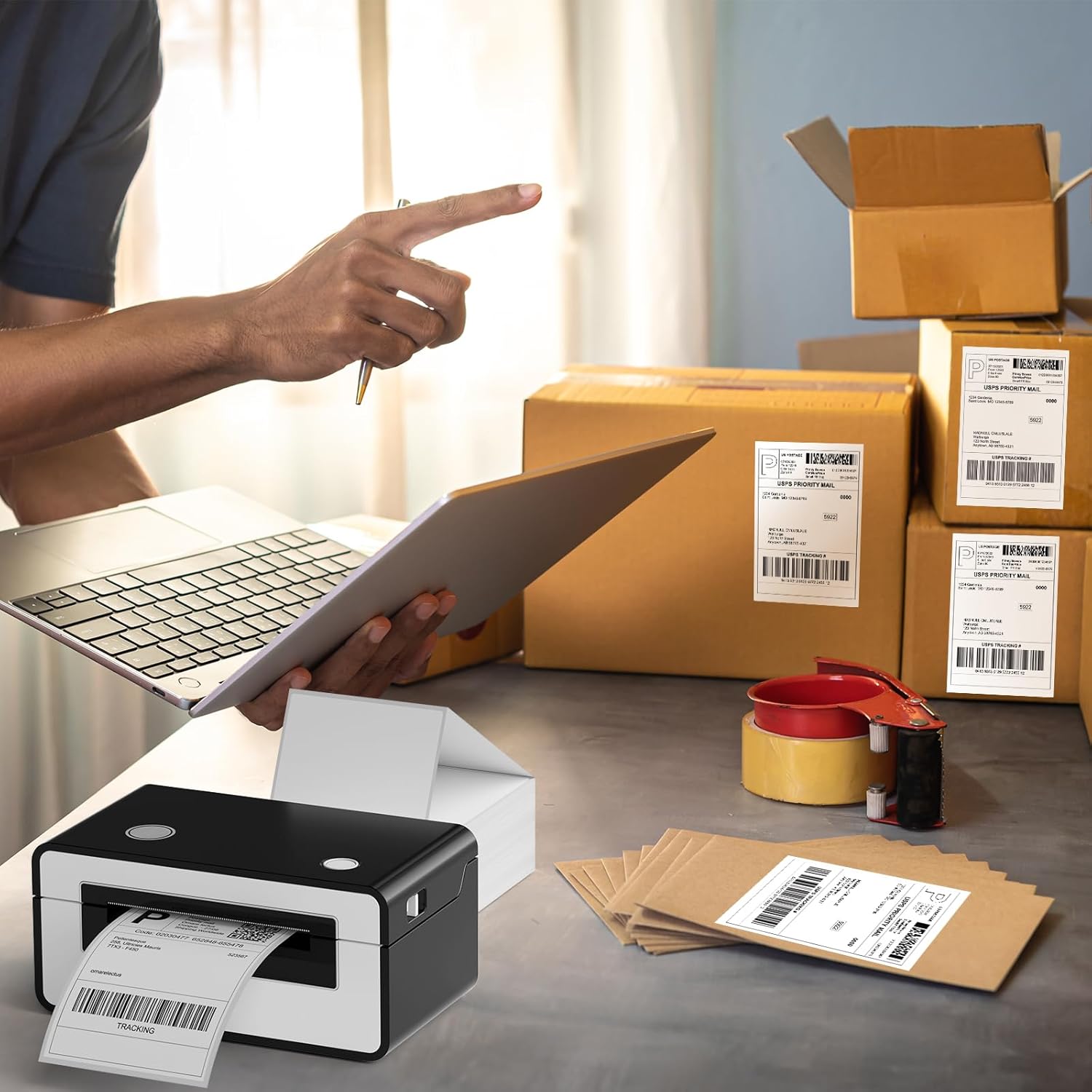 4 x 6 Direct Thermal Shipping Labels with Perforations, Pack of 500 Thermal Labels, Permanent Adhesive, White Mailing Fanfold Label for Thermal Printer - Image 2