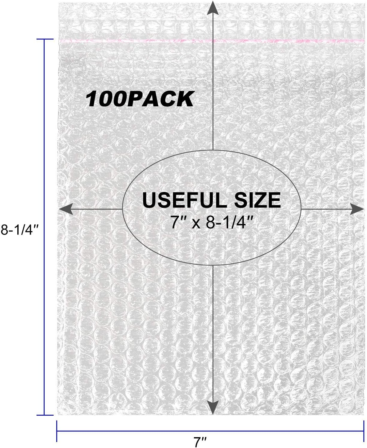 100PCS Bubble Out Bags 7”x 8-1/4”Clear Bubble Mailers, Self-Sealing Double Walled Bubble Pouch Bags for Packing, Moving, Shipping, Mailing, Bubble Cushioning Wrap Bags - Image 2